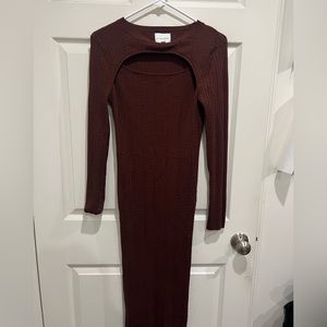 Pink Rose brown dress open chest slightly.